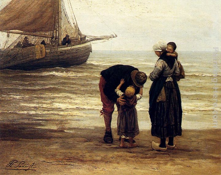 A Fisherman's Goodbye painting - Philippe Lodowyck Jacob Sadee A Fisherman's Goodbye art painting